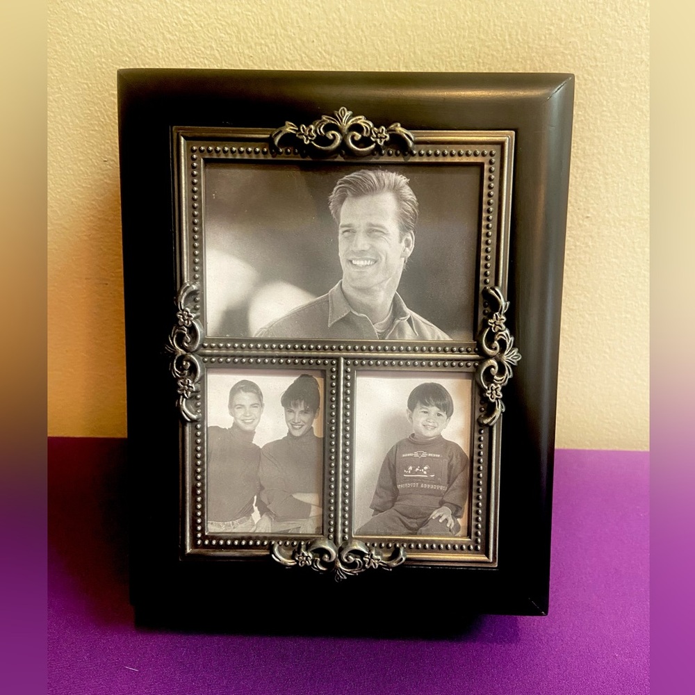 NEW VINTAGE - Royal Limited Black Silver Photo Collage Box Frame Keepsake Box